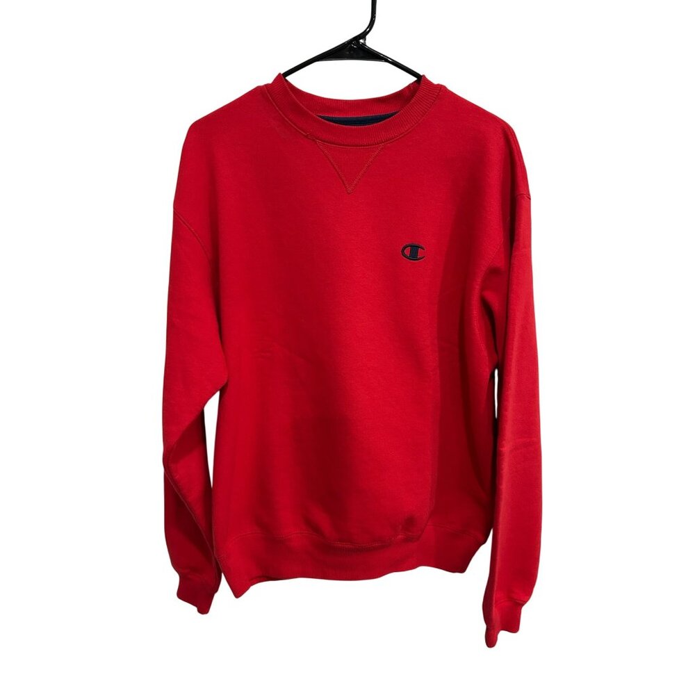 Champion Red Cotton Blend Crewneck Sweatshirt Mens Size Medium Classic Casual